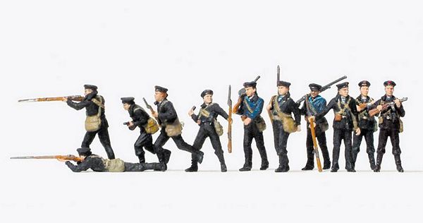 Preiser 16569 HO Scale Military - Soviet Union 1941-43 - Unpainted Figures -- Marine Light Infantry pkg(11)