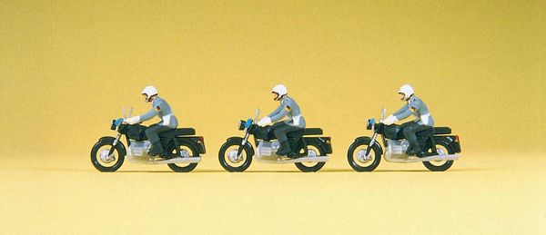 Preiser 16833 HO Scale Military - Modern German Army (BW) - Figures -- Military Police on Motorcycles pkg(3)