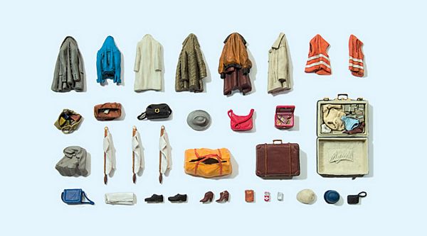 Preiser 17008 HO Scale Clothes, Safety Vests, Bags, Etc