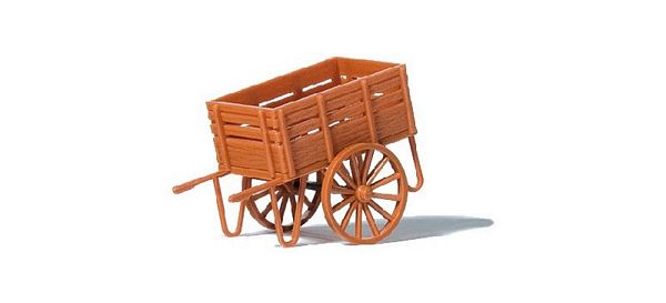 Preiser 17711 HO Scale Flatbed Platform Hand Truck/Wagon - Assembled -- With Stake Sides