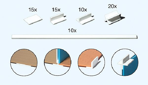 Preiser 19540 HO Scale Mounting Angles and Spacers for Flooring and Wall Sheets -- pkg(70)