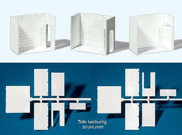 Preiser 19652 HO Scale Room Interior Walls -- White pkg(3)