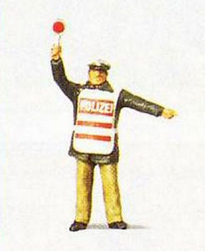 Preiser 28012 HO Scale Individual Figure - Emergency Services -- Modern German Policeman w/Safety Vest