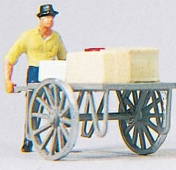 Preiser 28036 HO Scale Individual Figure - Pedestrians -- Man With Cart