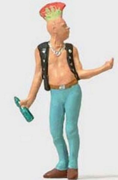 Preiser 28092 HO Scale Individual Figures, Pedestrians -- Punk Rocker w/Mohawk