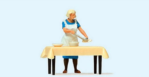 Preiser 28130 HO Scale Individual Figure -- Housewife Serving Dinner at the Table