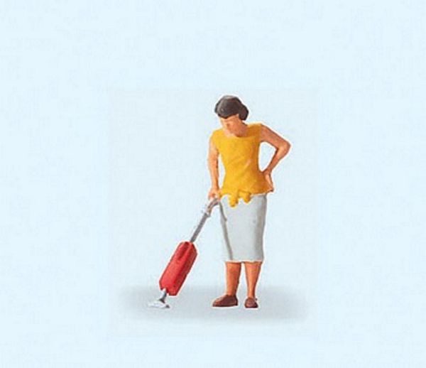 Preiser 28141 HO Scale People At Home -- Woman w/Vacuum Cleaner