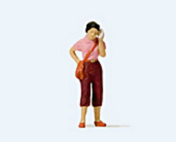 Preiser 28166 HO Scale Woman w/Cell Phone