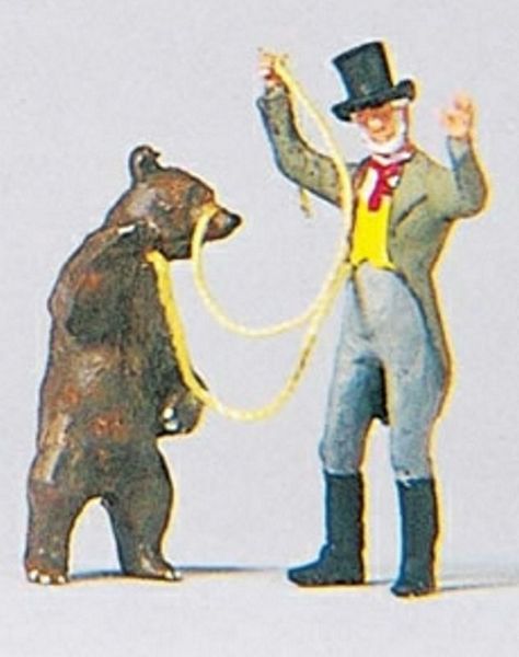 Preiser 29041 HO Scale Individual Figure - Working People -- Bear Trainer w/Bear