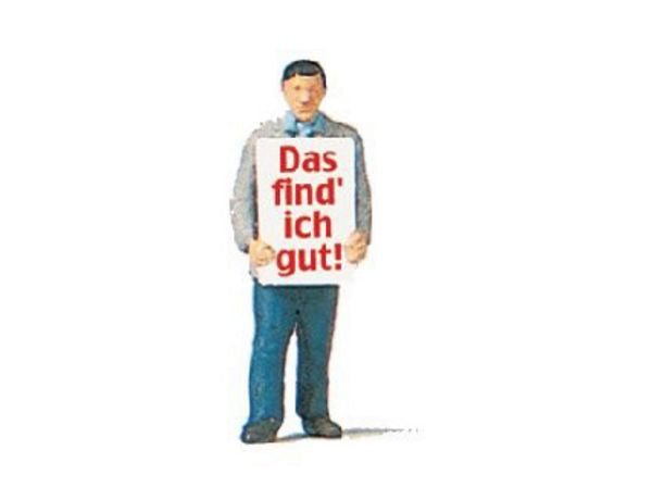 Preiser 29049 HO Scale Individual Figure - Working People -- Man Carrying Sandwich Board Sign