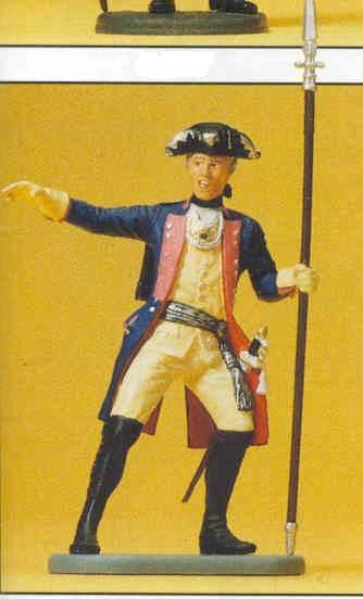 Preiser 54133 44220 Scale Prussian Army Circa 1756, 7th Infantry 1/24 Scale -- Officer of Musketeers w/Spontoon