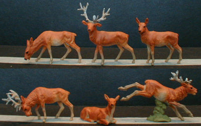 Preiser 10179 HO Stag Deer w/Painted Faces (6)