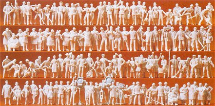 Preiser 16326 HO Unpainted Trade People (120) (Kit)
