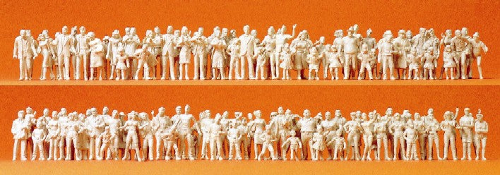 Preiser 16343 HO Unpainted Spectator Figures Standing (130) (Kit)