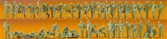 Preiser 16506 HO Unpainted German Riflemen, Infantry, & Military Police (50) (Kit)