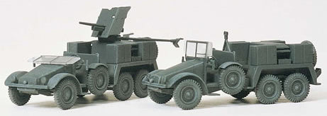 Preiser 16553 HO Unpainted German Reich Limber Kfz 69 Krupp Vehicle w/3,7cm PAK L45 1939-45 (Kit)