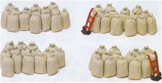 Preiser 17102 HO Sacks (60) w/2-Hand Carts (Kit)