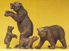 Preiser 20386 HO Brown Bears & Cubs (4)