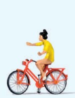 Preiser 28181 HO Woman Riding Bicycle w/no Hands