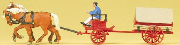 Preiser 30429 HO 1900 Era Horse Drawn Coal Wagon w/Rider