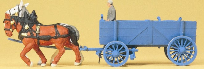 Preiser 30468 HO Horse Drawn Box Wagon w/Man