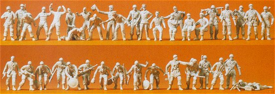 Preiser 72516 1/72 Unpainted German Reich Paratroopers, Pilots & Ground Crew 1935-45 (40) (Kit)
