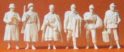 Preiser 72521 1/72 Unpainted German Reich Soldiers (5) & Nurse 1939-45 (Kit)
