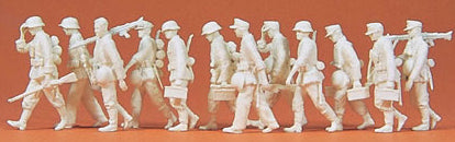 Preiser 72527 1/72 Unpainted German Reich Grenadiers  Advancing w/MG 1939-45 (12) (Kit)