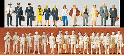 Preiser 77102 1/144 Unpainted Commercial Airline Personnel & Travelers (18)