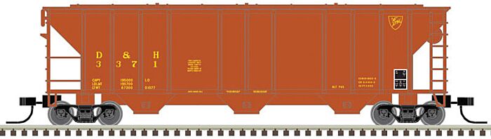 Atlas Model Railroad 50005544 N Scale PS-2 4427 3-Bay Covered Hopper - Ready to Run - Master(R) -- Delaware & Hudson 3359 (red, yellow)