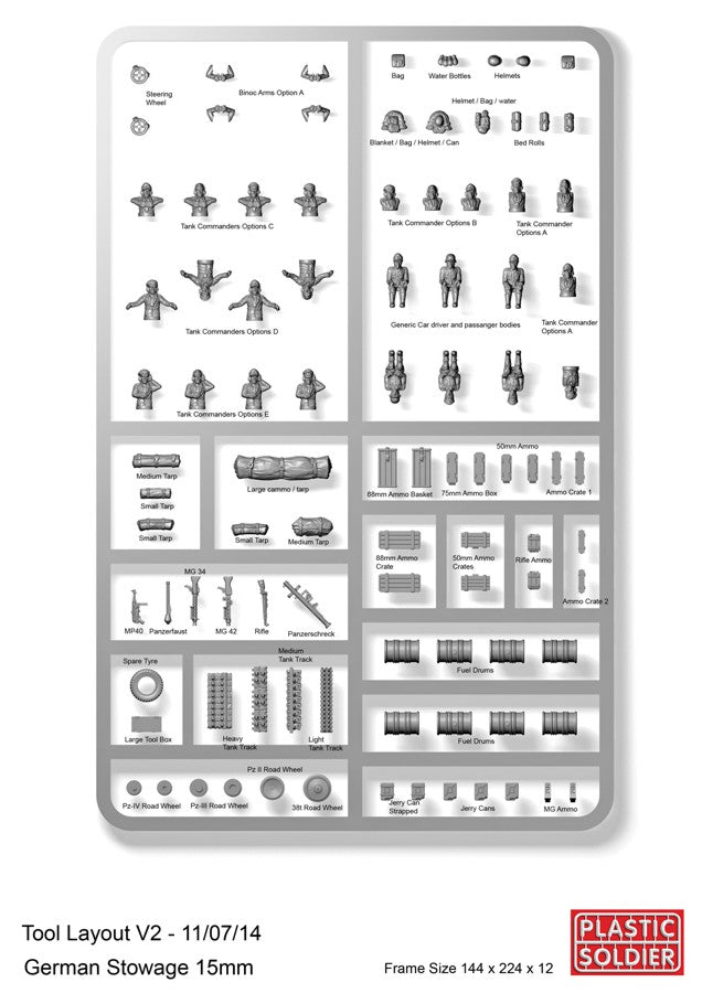 Plastic Soldier Co 1534 15mm German Stowage & Tank Commanders (75)