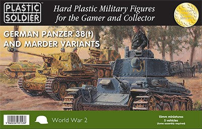 Plastic Soldier Co 1535 15mm WWII German Panzer 38(t) Tank/Marder Variants (5) & Crew (45)