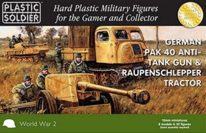 Plastic Soldier Co 1545 15mm WWII German Pak40 Anti-Tank Gun & Raupenschlepper Tractor (4ea) & Crew (32)