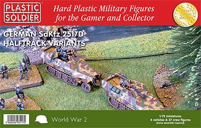 Plastic Soldier Co 7224 1/72 WWII German SdKfz 251/D Variants Halftrack (4) & Crew (37)