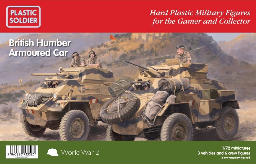 Plastic Soldier Co 7252 1/72 WWII British Humber Armoured Car (3) & Crew (6)