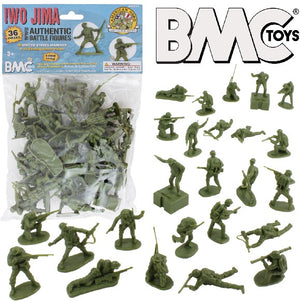 Playsets 40034 54mm Iwo Jima US Marines Figure Playset (Olive) (36pcs) (Bagged) (BMC Toys)