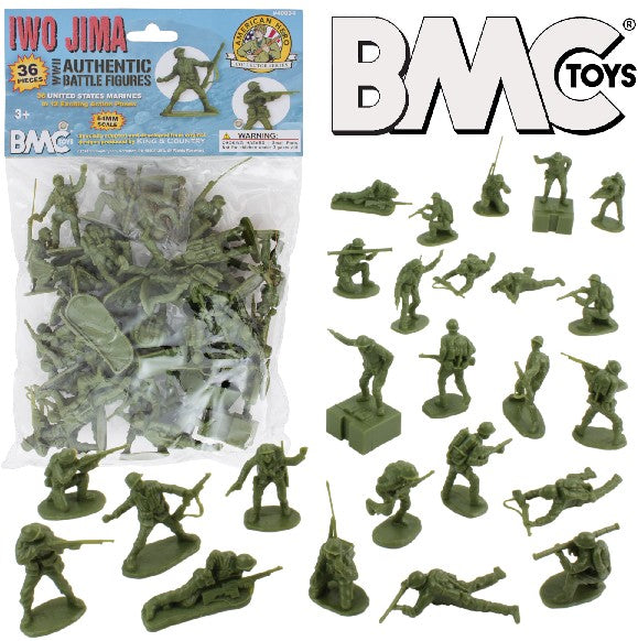 Playsets 40034 54mm Iwo Jima US Marines Figure Playset (Olive) (36pcs) (Bagged) (BMC Toys)