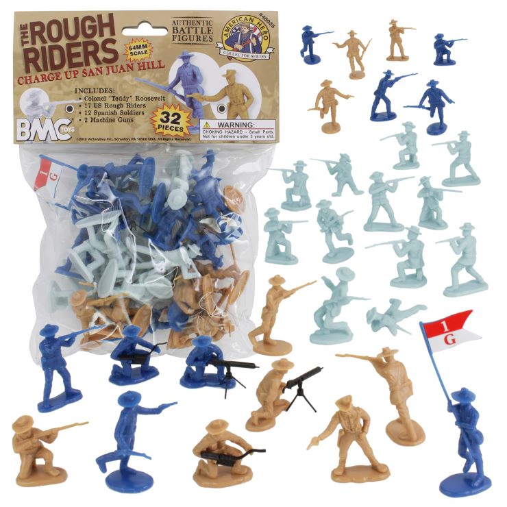 Playsets 40035 54mm San Juan Hill Rough Riders & Spanish Figure Playset (32pcs) (Bagged) (BMC Toys)