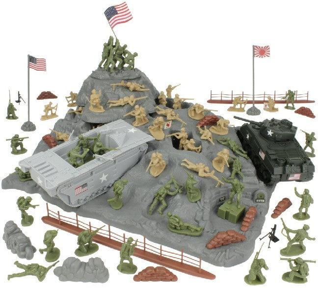 Playsets 40036 54mm Iwo Jima US Marines & Japanese Diorama Playset (Olive/Tan) (72pcs) (Boxed) (BMC Toys)