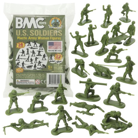 Playsets 67013 54mm US Army Women Soldiers Figure Playset (Olive Green) (36pcs) (Bagged) (BMC Toys)