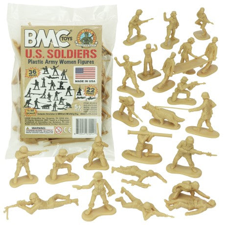 Playsets 67014 54mm US Army Women Soldiers Figure Playset (Tan) (36pcs) (Bagged) (BMC Toys)