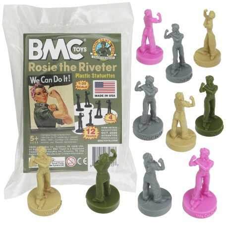 Playsets 67033 1/29 Rosie the Riveter Figure Set (Green/Tan/Grey/Pink) (12pcs) (Bagged) (BMC Toys)