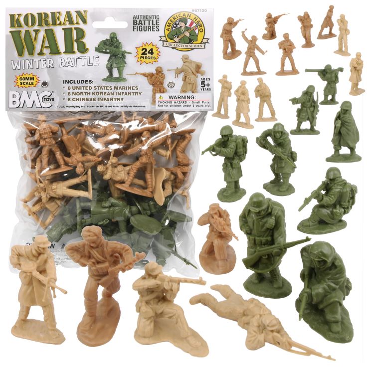 Playsets 67120 54mm Korean War Winter Battle US, N. Korean & Chinese Figure Playset (24pcs) (Bagged) (BMC Toys)