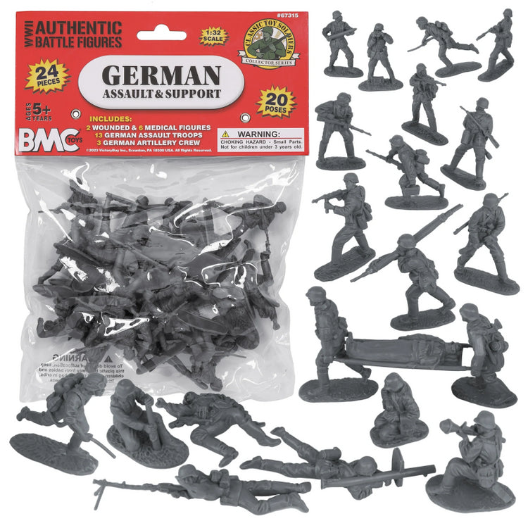 Playsets 67315 54mm WWII German Assault and Support Figure Playset (24pcs) (Bagged) (BMC Toys)