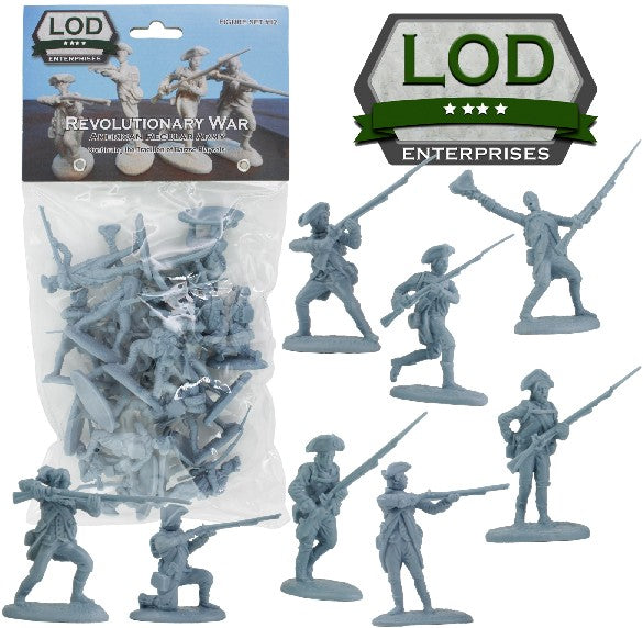 Playsets L12 1/32 Revolutionary War American Regular Army Playset (16) (Bagged) (LOD Enterprises)