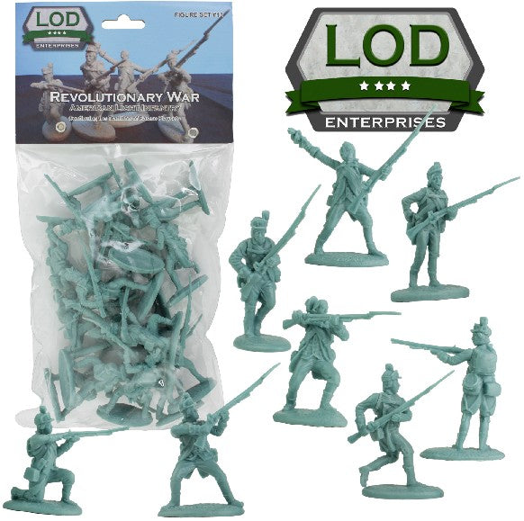 Playsets L13 1/32 Revolutionary War American Light Infantry Playset (16) (Bagged) (LOD Enterprises)