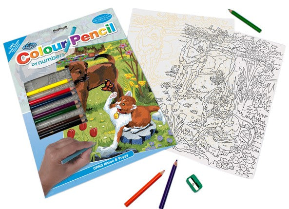 Royal & Langnickel 41902 Kitten & Puppy Pencil by Number Age 8+ (8.75"x11.75")