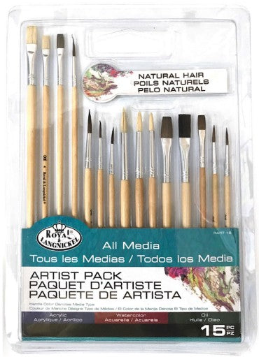 Royal & Langnickel 42 Assorted All Media Taklon Beginner Art & Craft Brushes 15pc Value Pack