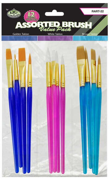 Royal & Langnickel 64138 Assorted Taklon Brushes 12pc Value Pack
