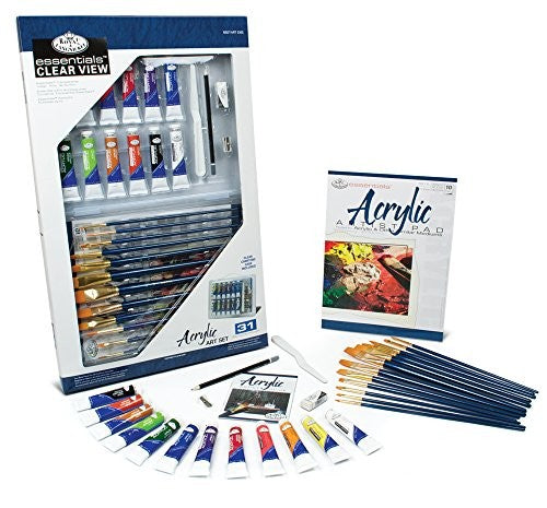 Royal & Langnickel 6627 Essentials Acrylic Deluxe Art Set in Clearview Case (31pc)